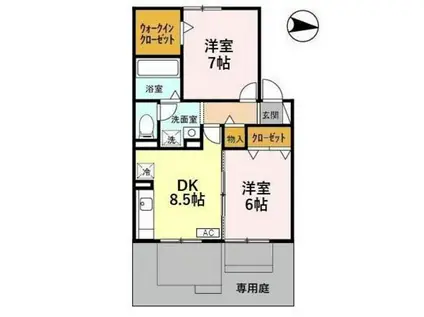 レ・セリジエ(2DK/1階)の間取り写真