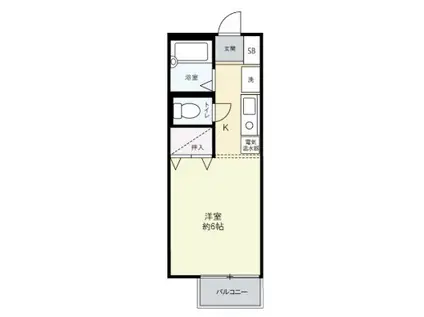 セジュールF B棟(1K/1階)の間取り写真