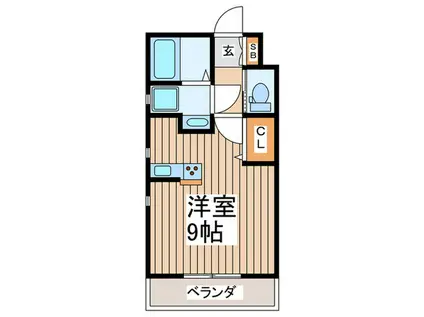 PRESIDENS(ワンルーム/2階)の間取り写真