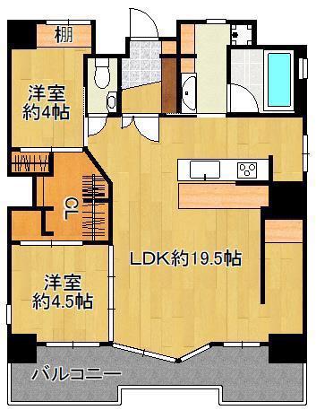 マテール穴生 1308号(2LDK/13階)の間取り写真