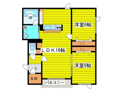 レジデンスY.S(2LDK/3階)の間取り写真