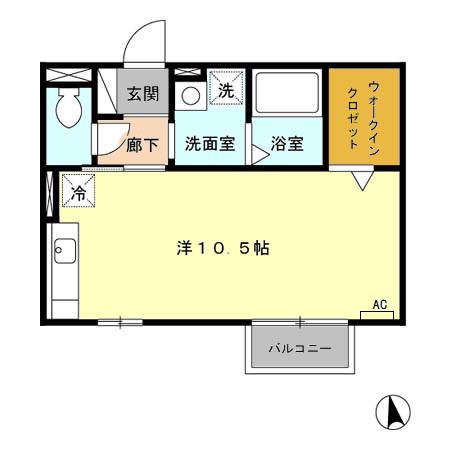 セジュールS(ワンルーム/1階)の間取り写真