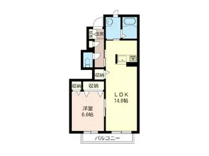 COMODO PATIO B(1LDK/1階)の間取り写真