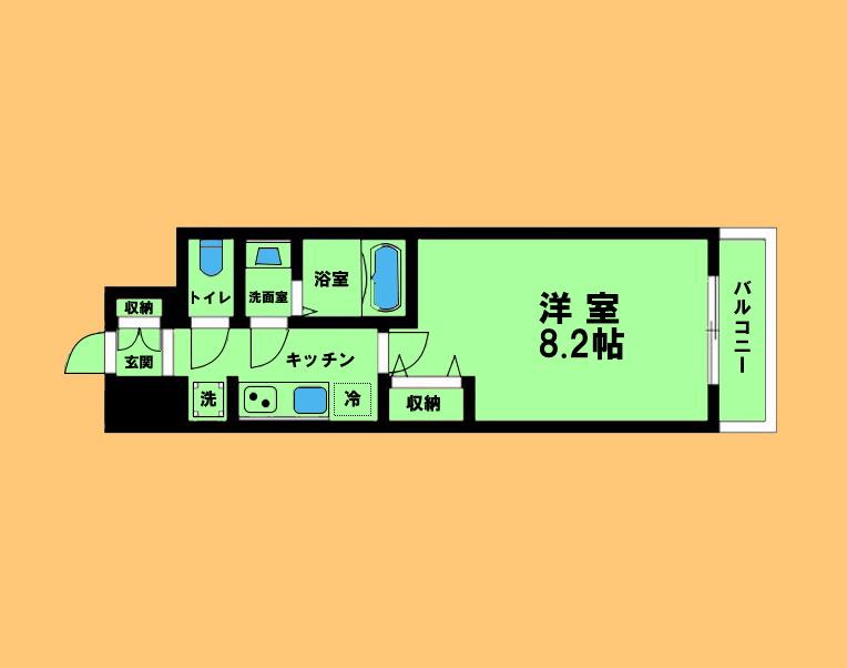 ディアレイシャス浅間町(1K/9階)の間取り写真