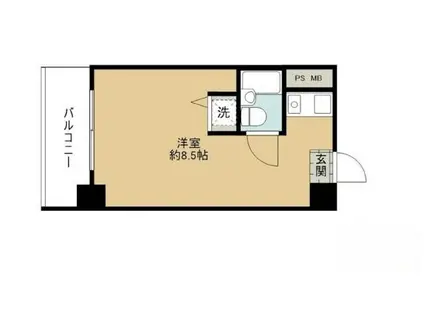 茅場町スカイハイツ(ワンルーム/9階)の間取り写真