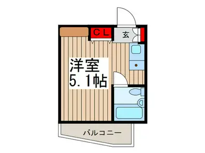 CIEL BLUE並木(ワンルーム/5階)の間取り写真