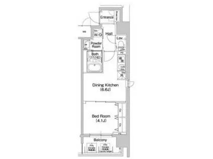 コンフォリア心斎橋イースト(1DK/12階)の間取り写真