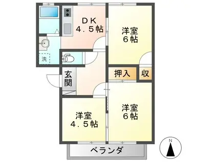 フレグランスむら(3DK/2階)の間取り写真