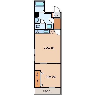 材木町ヴィラージュマンション(1LDK/1階)の間取り写真