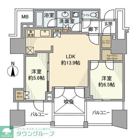 プラウドタワー名駅(2LDK/17階)の間取り写真
