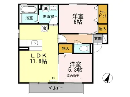 クレール南松永(2LDK/2階)の間取り写真
