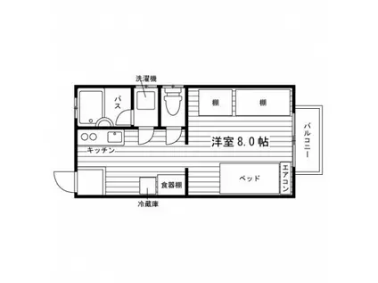 ウイングリジエ(1K/2階)の間取り写真