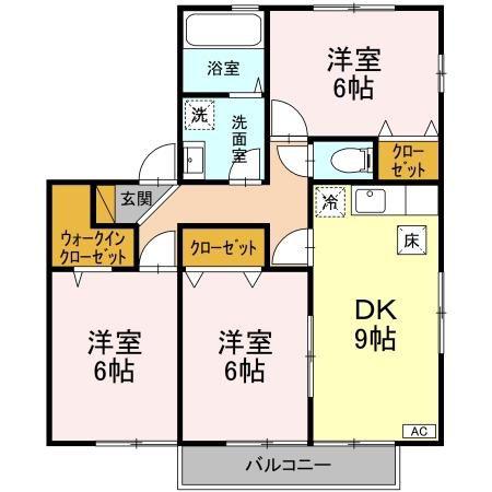 ファミーユつくばABC(3DK/1階)の間取り写真
