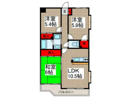 テムズトダ(3LDK/3階)の間取り写真
