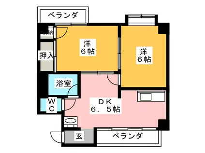 馬渕コーポ(2DK/4階)の間取り写真