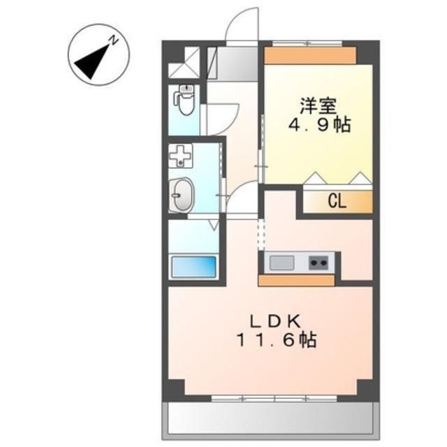 ライツ南曽根(1LDK/1階)の間取り写真