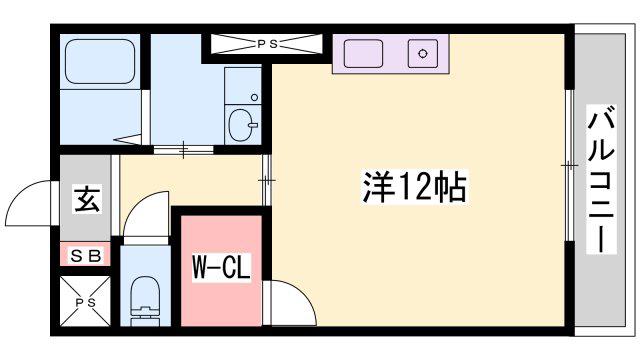 インタービレッジ下手野(ワンルーム/5階)の間取り写真
