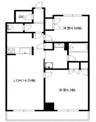 ジャコワ日本橋中州(2LDK/8階)の間取り写真