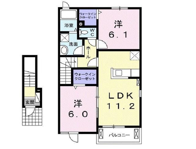 グリーンヒルズ土浦 II番館(2LDK/2階)の間取り写真