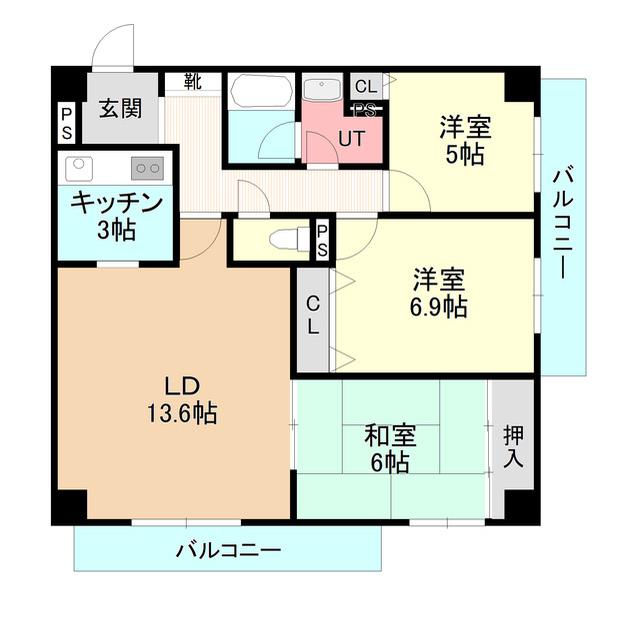 デラシオン協和III(3LDK/3階)の間取り写真