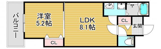 クリエオーレ福町II(1LDK/3階)の間取り写真