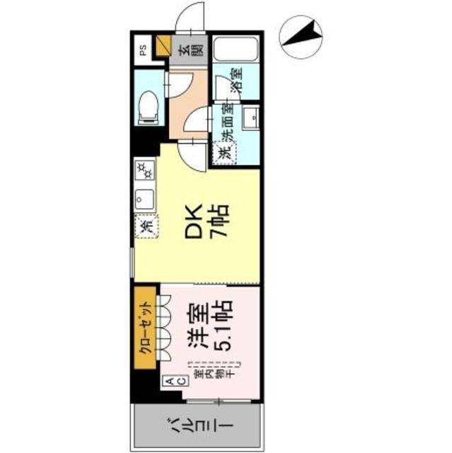 GRAND VILLAGE(1DK/3階)の間取り写真