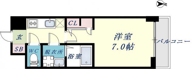 S-RESIDENCE高井田CENTRAL(1K/2階)の間取り写真