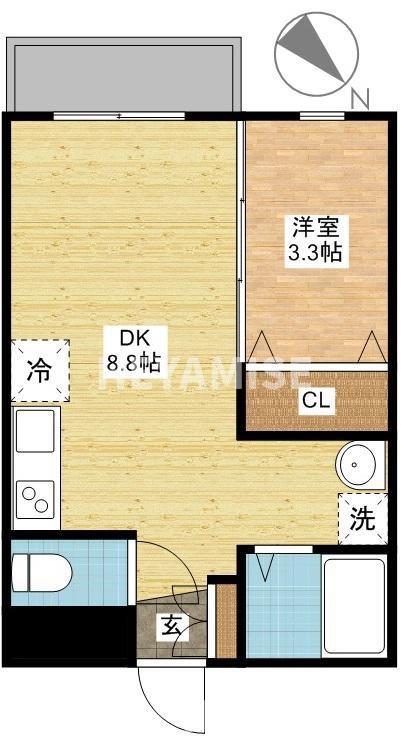 アミティ愛宕(1DK/2階)の間取り写真