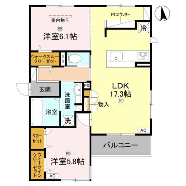 LA COEUR北島(2LDK/2階)の間取り写真