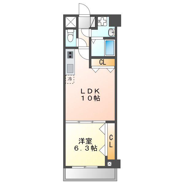 レジデンス本陣(1LDK/3階)の間取り写真