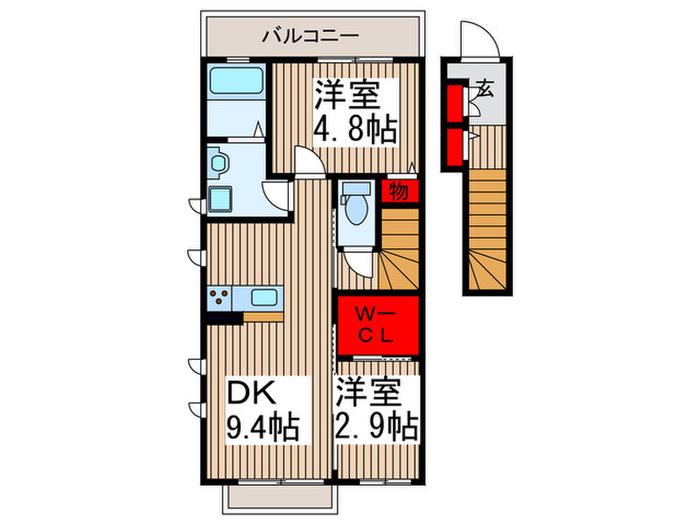 ハイグランド川口(2DK/2階)の間取り写真