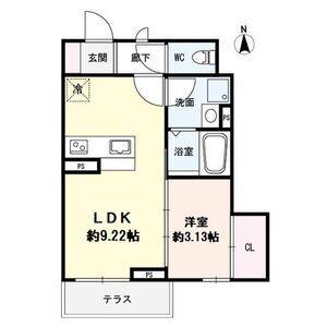 Dコート幸町レジデンス(1LDK/1階)の間取り写真