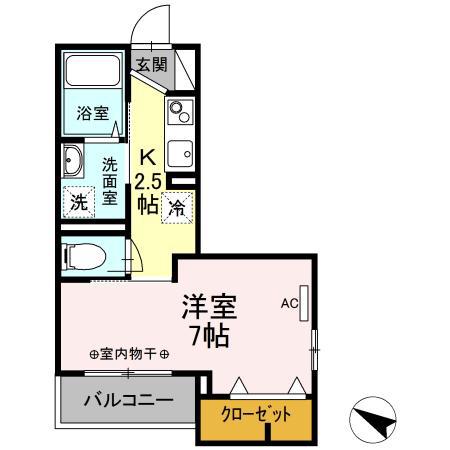 ダイヤモンドハイツ(1K/1階)の間取り写真