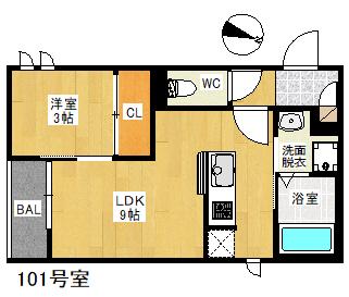 REGALEST PICE 筑紫通(1LDK/1階)の間取り写真