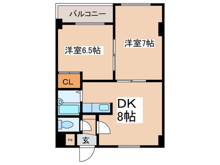 サンリバー広和(2DK/3階)の間取り写真