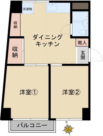 クリザンテエム館(2DK/2階)の間取り写真