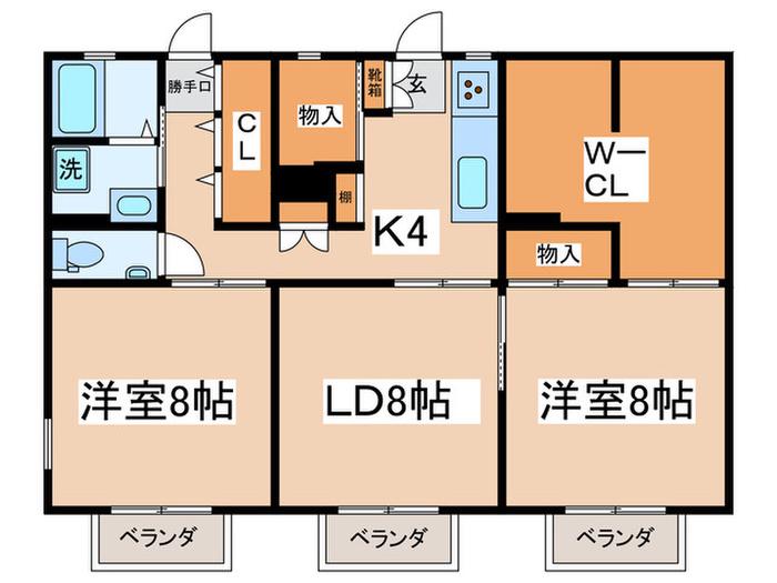 メルヴェイユ(2LDK/1階)の間取り写真
