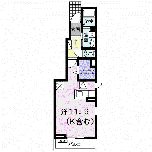 エグレット(ワンルーム/1階)の間取り写真