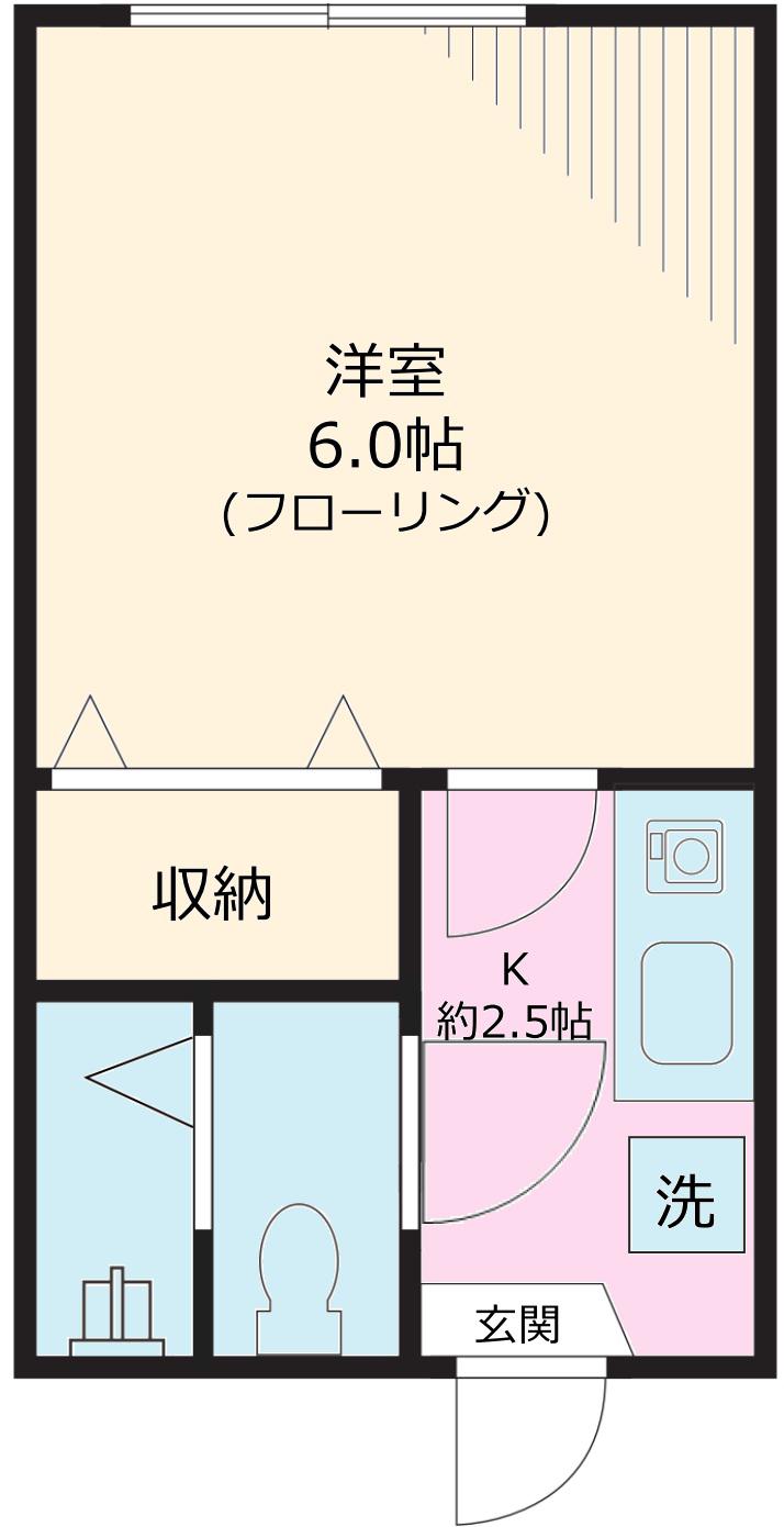 ヒルサイドハイツ(1K/1階)の間取り写真
