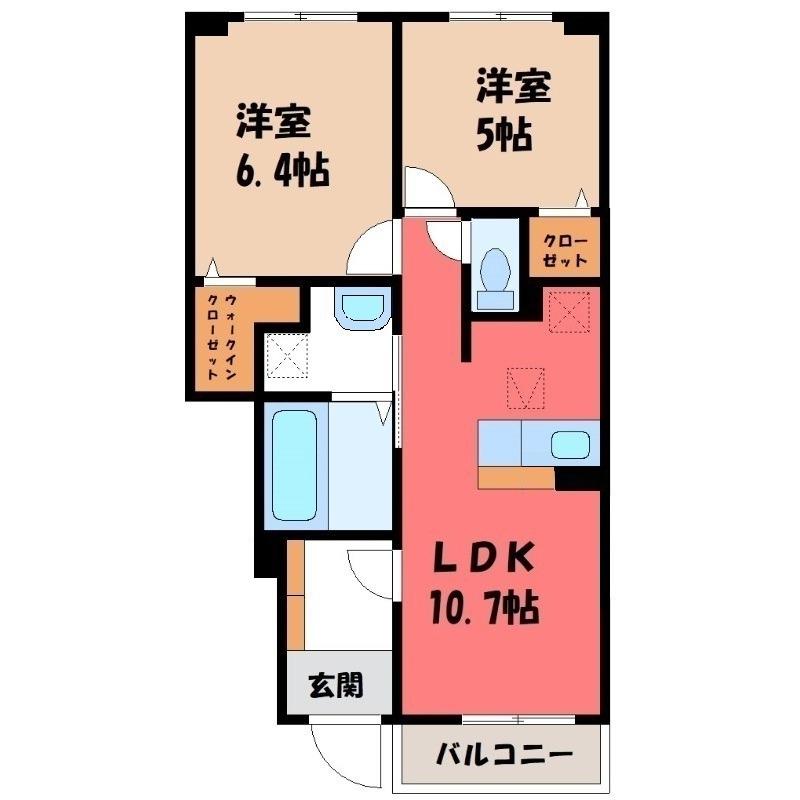 グレイスパークII(2LDK/1階)の間取り写真