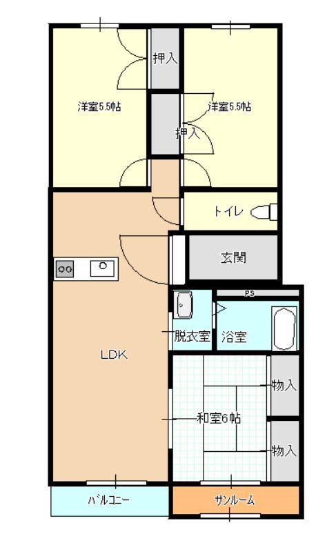 ベルコートエリーゼ(3LDK/2階)の間取り写真