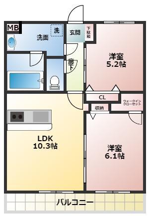 THE GARDEN(2LDK/5階)の間取り写真