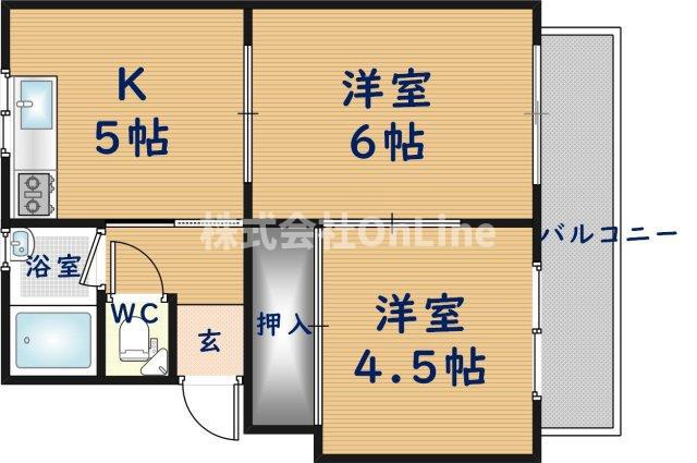 SERIE東大阪(2K/3階)の間取り写真