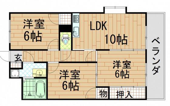 セントラル戸坂(3LDK/6階)の間取り写真