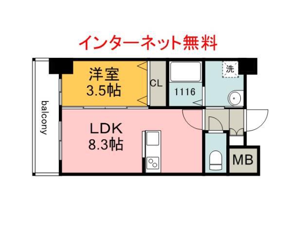 HITOTO広島ナレッジスクエア(1LDK/2階)の間取り写真
