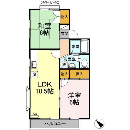 シャンブル岡田(2LDK/2階)の間取り写真