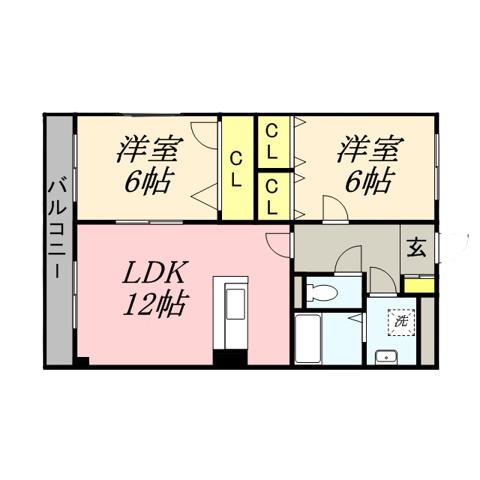 ドムールTSI(2LDK/3階)の間取り写真