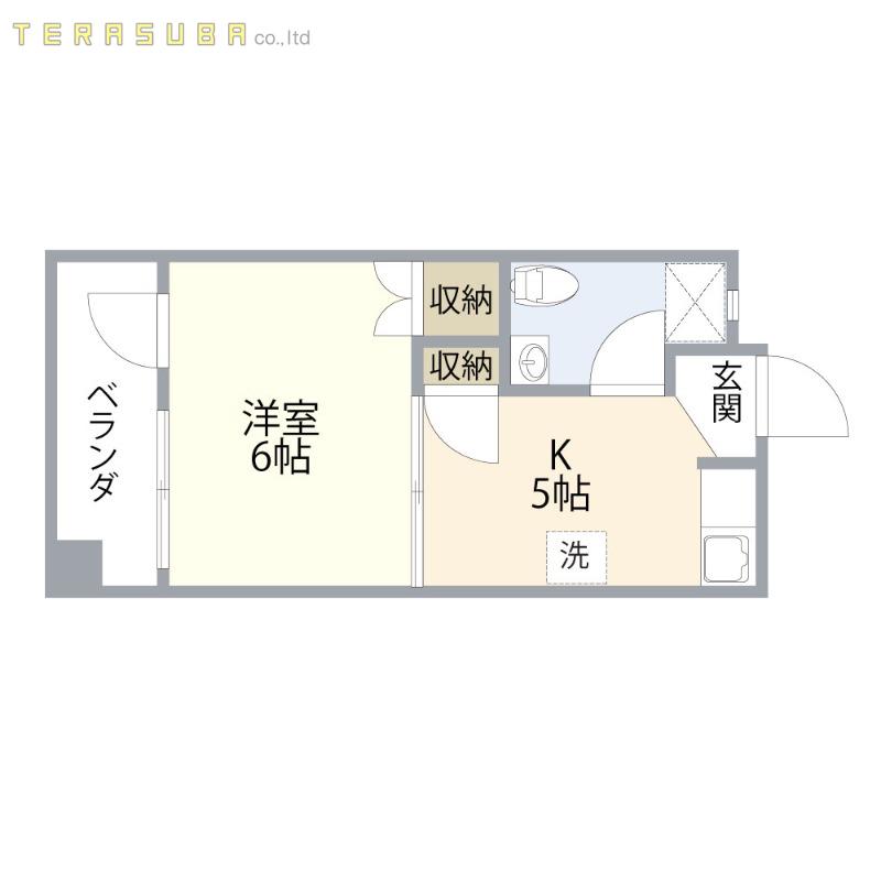 九信ビル(1K/5階)の間取り写真