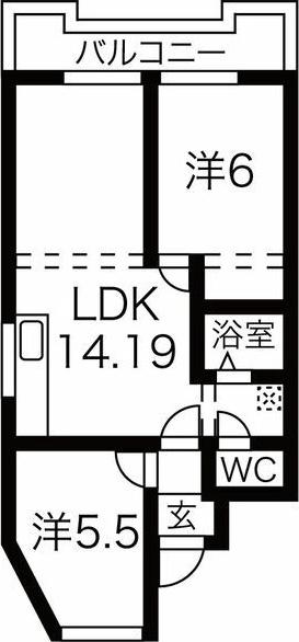 スカイフォート(2LDK/2階)の間取り写真