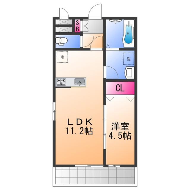 リコルテRINKU(1LDK/3階)の間取り写真